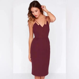Keepsake Skinny Love Burgundy Midi Dress